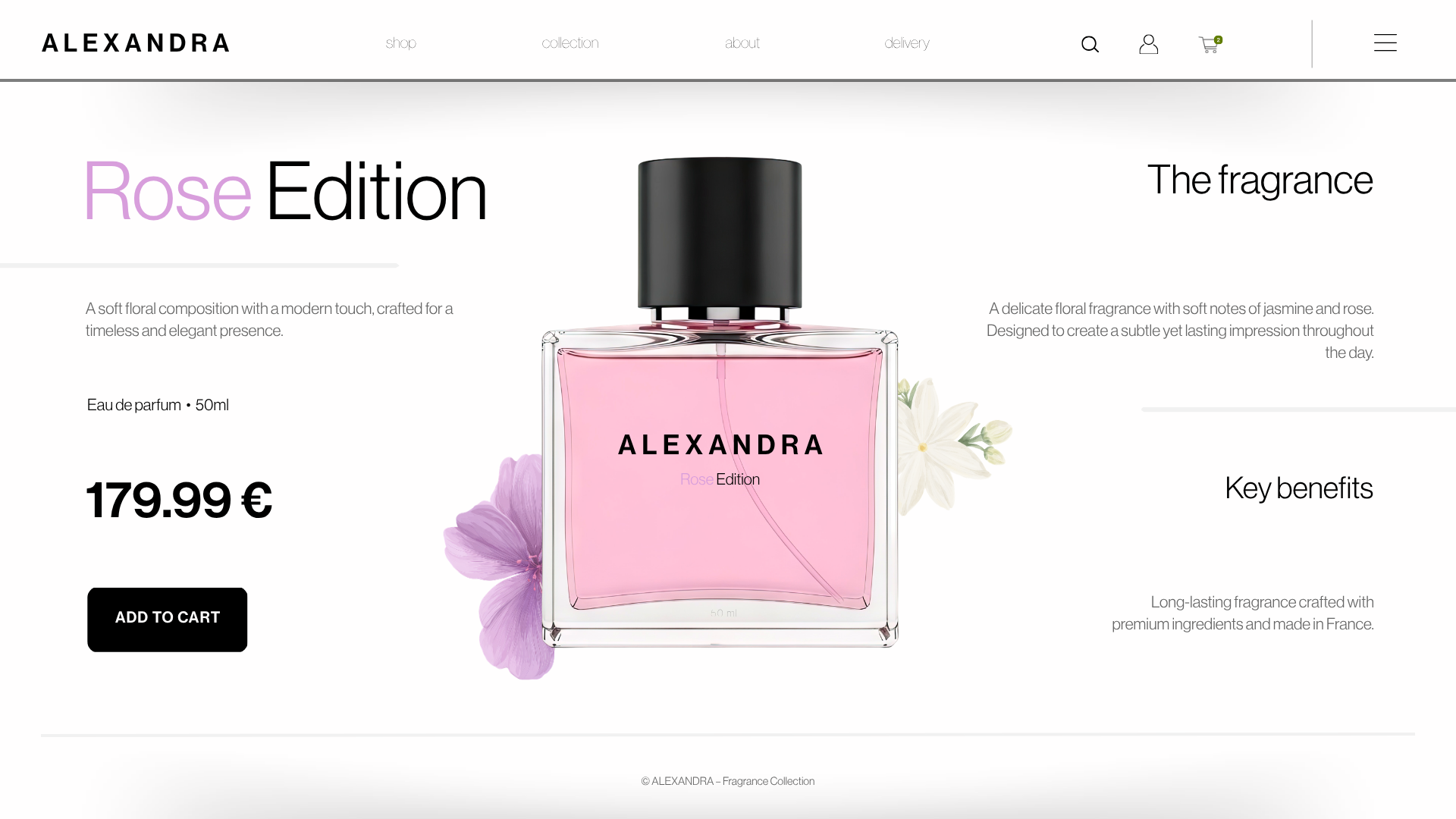Alexandra fragrance e-commerce product page