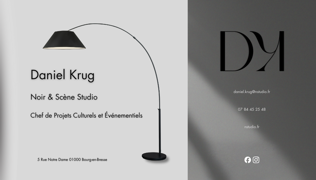 Carte de visite Daniel Krug pour Noir & Scène Studio