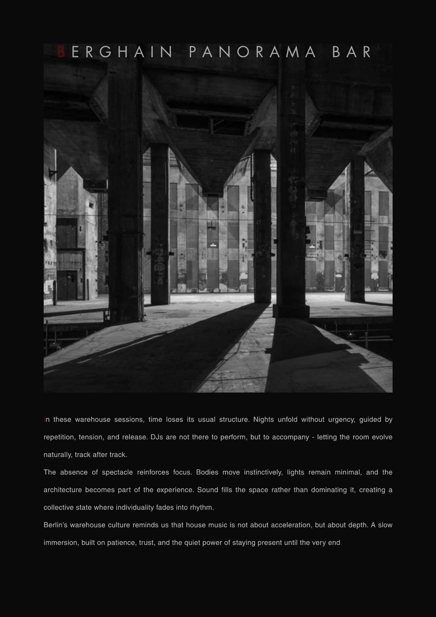 Page Berghain Panorama Bar du magazine The House Music